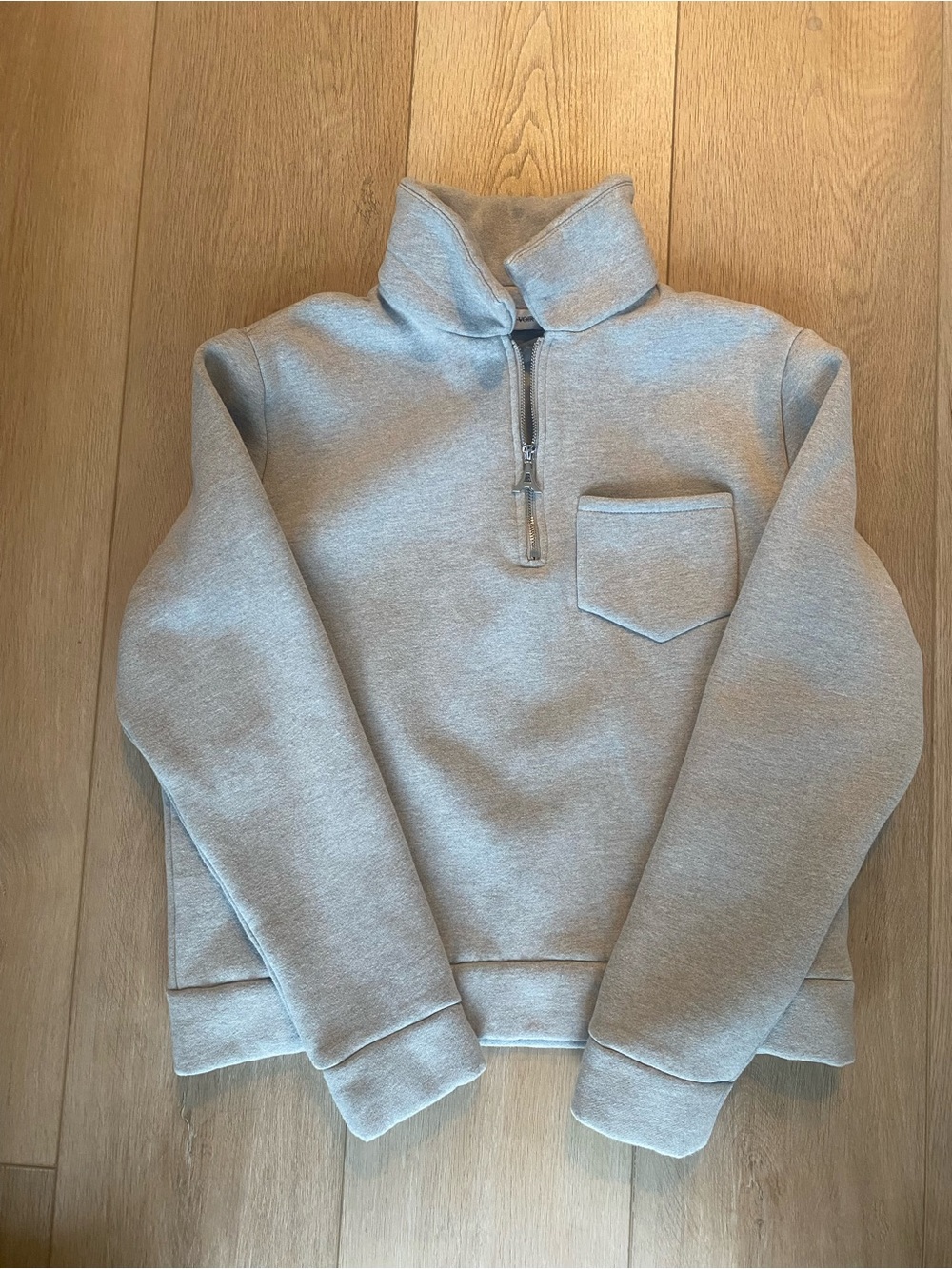 Manière De Voir Grey Funnel Neck Quarter Zip Pullover Sweatshirt